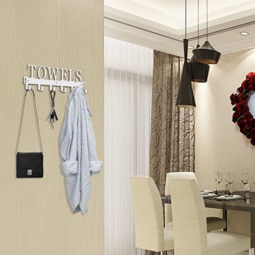 Over The Door Rack, Towel Hooks for Bathroom, Bath Towel Holder Door Mount Metal Towel Hanger for Bedroom Kitchen Pool Beach Towels Bathrobe Wall Mount Towel Rack for Bathrooms (6 Hooks, White) - Image 6