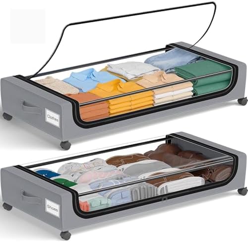 GoMaihe Under Bed Storage with Wheels 70L Grey 2-Pack by GoMaihe