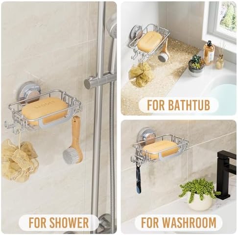 LEVERLOC Soap Holder, Soap Dish for Shower, Suction Cup Bar Soap Holder - Image 2