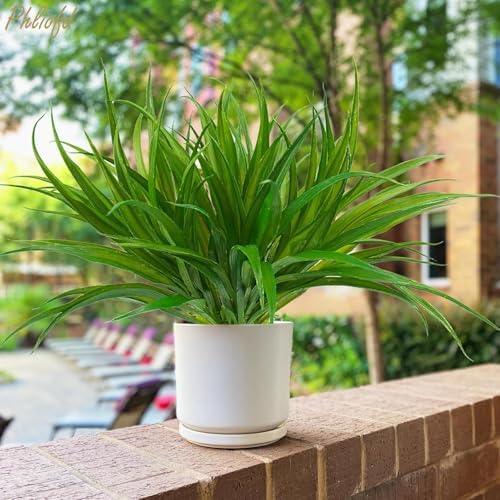 32 Pcs Artificial Grass Fake Plants 17.3in Outdoor Plants UV Resistant Faux Greenery Stems Fake Grass for Home Window Garden Office Patio Pathway Front Porch Halloween Décor Green - Image 3