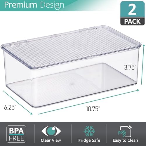Sorbus Clear Storage Bins with Lids, Stackable Organizer (Medium) - Image 4