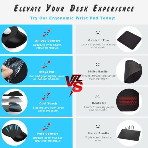 ErgoComfort Gel Wrist Rest Mouse Pad-Ergonomic Office Mousepad with Wrist Support-Non-Slip, Design Desk Accessories Mat for Home&Game Decor (05Midnight Wave) - Image 6