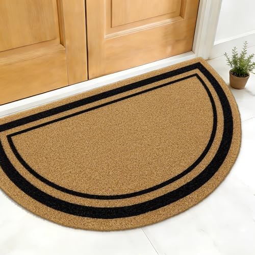OLANLY Half Circle Door Mat 35x23, Low Profile Doormat (Border) - Image 2