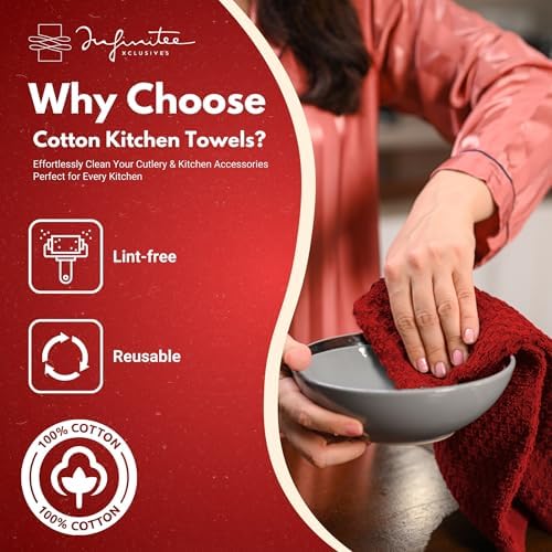 Infinitee Xclusives Kitchen Towels -12 Pack - Cotton Dish Towel |15" x 25"| - Image 2