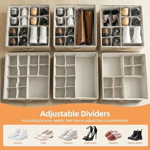 FHSQX Shoe Organizer for Closet Shoe Storage with Wheels Beige - Image 5