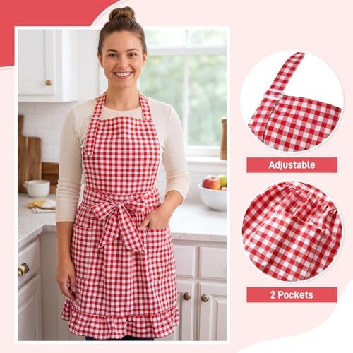 Vintage Apron Ruffle Dress Women 2 Pockets - Image 4