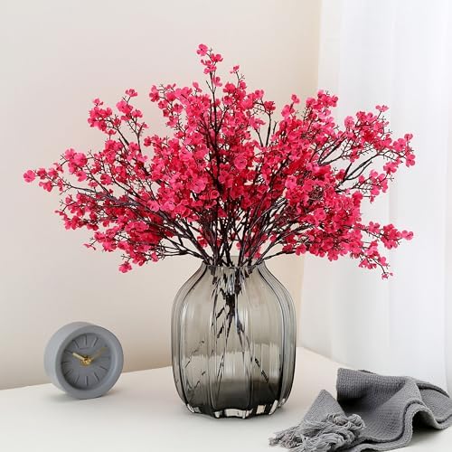 JAKY-Global 6pcs Babys Breath Artificial Flowers Gypsophila Bouquet Bulk Fake Spring Silk Small Flowers Real Touch Faux Floral for Home Bedroom Kitchen Garden Wedding Christmas Party DIY Decor (Rose) - Image 2