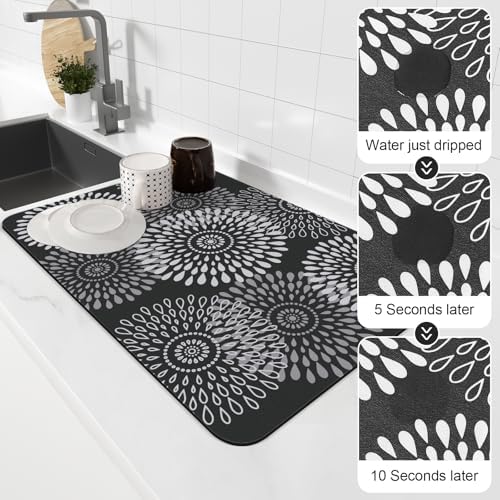 Dish Drying Mat Absorbent Kitchen Counter Mat Rubber Backing Draining Mat - Image 4