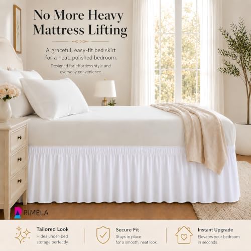 White Bed Skirt King Size 16 Inch Drop, Elastic Wrap Around Bedskirt - Image 4