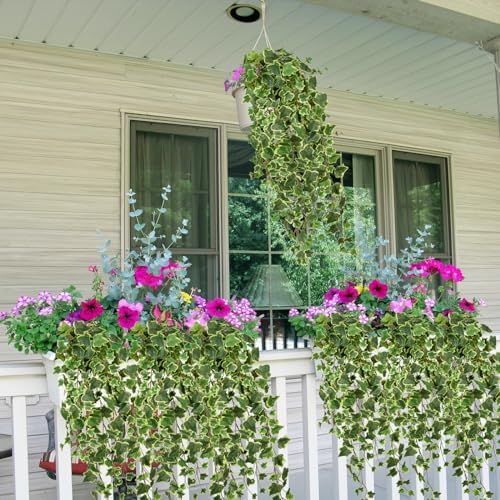 Hollyone Artificial Hanging Plants 35.4" Fake Ivy Vine Faux Ivy Leaves Fire and UV Resistant Hanging Plant Wall Greenery for House Room Patio Indoor Outdoor Home Shelf Office Wedding Decor - Image 5