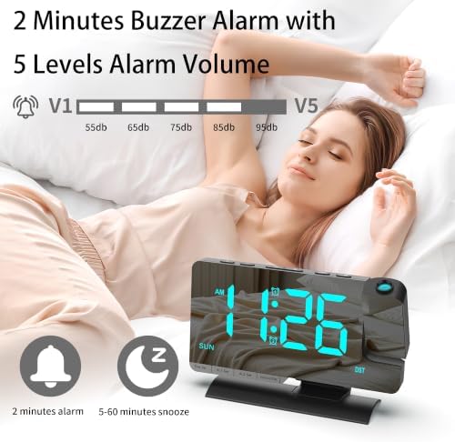 Projection Clock for Bedroom Ceiling, Black Digital Alarm Clock Room Decor - Image 4