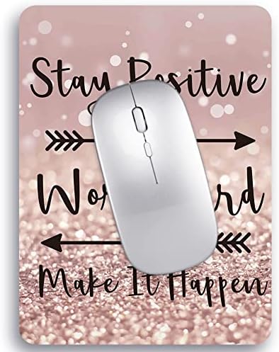 Audimi Small Mouse Pad 6 x 8 Inch, Mini Mouse Pad Thick for Laptop Wireless Mouse Home Office Travel, Portable & Washable (Stay Positive) by Audimi