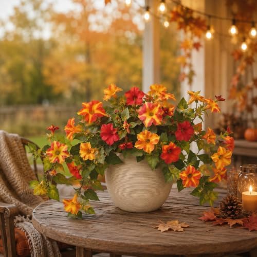 2Pcs Artificial Fall Fake Petunias Flowers Plants for Outdoor Decoration - Image 6