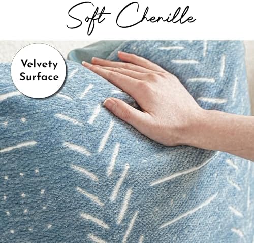 BlissBlush Coastal Blue Decorative Throw Pillow Covers 20x20 Set of 2, Soft Woven Chenille Accent Pillow Covers for Couch Sofa Bed, Textured Farmhouse Cushion Covers for Living Room - Image 2