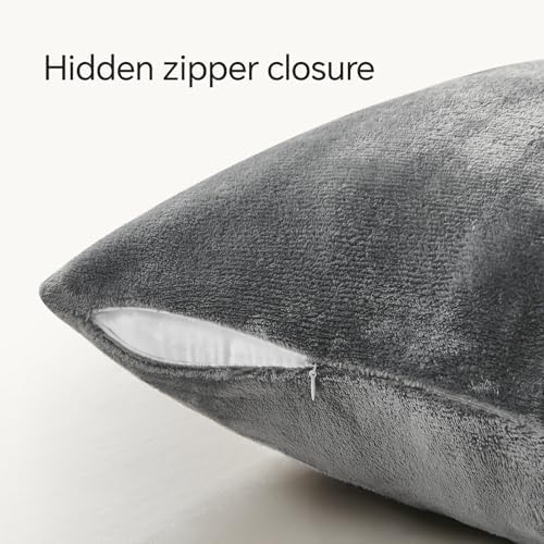 BEDELITE Velvet Pillow Covers with Zipper, Gray, 18x18 Inches, 2 Pack - Image 5
