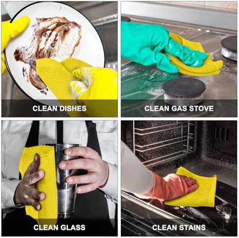 Nialnant 6 Pack Yellow Kitchen Dish Cloths, 100% Cotton Waffle Weave Dish Towels for Drying Dishes, Quick Drying Kitchen Towels, Soft Absorbent Dish Rags - 12x12 in - Image 5