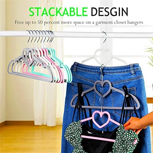Velvet Hangers 20 Pack,16 Inch Non Slip Adult Heart Hanger (Grey) - Image 5