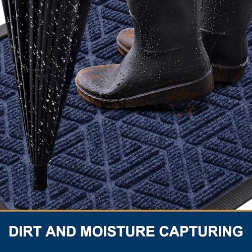 Smiry Front Door Mat Outside Entrance, Low Profile Rubber Doormat, 47x23 - Image 3