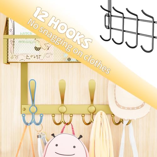 Kaiferty Over The Door Hooks Organizer, Coat Rack Over The Door Storage Hanger Towel Rack, Back of Door Storage Organizer for Bathroom,Bedroom,Kitchen,Office (Gold, 3-Tier) - Image 4