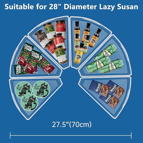 JOWBOOW Lazy Susan Organizer Bins for 28"-29" Diameter Corner Cabinet Lazy Susan, 6 Pack, Clear Plastic Cabinet and Pantry Storage Bin, 1/8 Wedge-Food Safe, BPA Free - Image 4