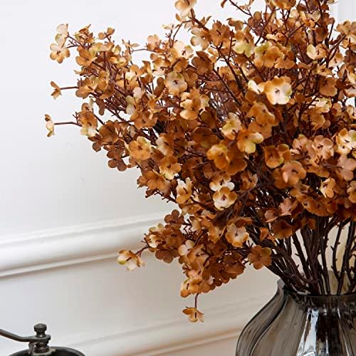 JAKY-Global Babys Breath Silk Artificial Flowers 12 Bundle Fake Plants Fall Stems Decorations for Home Farmhouse Decor Bouquets DIY Garden (Dark Brown White 12pcs) - Image 3