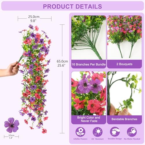 Hommyea Artificial Fake Fall Flowers Plants for Outdoors Mums Home Decor - Image 2