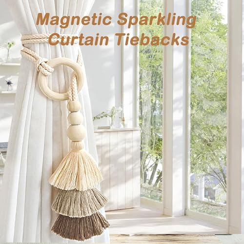 SRG Curtain Tiebacks for Curtains 2 Pack, Decorative Curtain Holdbacks for Drapes, Handmade Tie Backs No Drilling for Home Bedroom Window Decor – Tassel Beige - Image 5