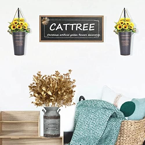 CATTREE Artificial Gold Plants for Christmas, Golden Leaves Plastic Faux Gypsophila Fake Simulation Baby Breath Flowers for Home Indoor Outdoor Wedding Decoration Hall Table Planter Filler 4 Pack - Image 3
