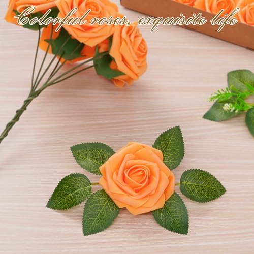 BLEUM CADE 36Pcs Artificial Flowers Fake Foam Roses with Stems for Wedding - Image 2