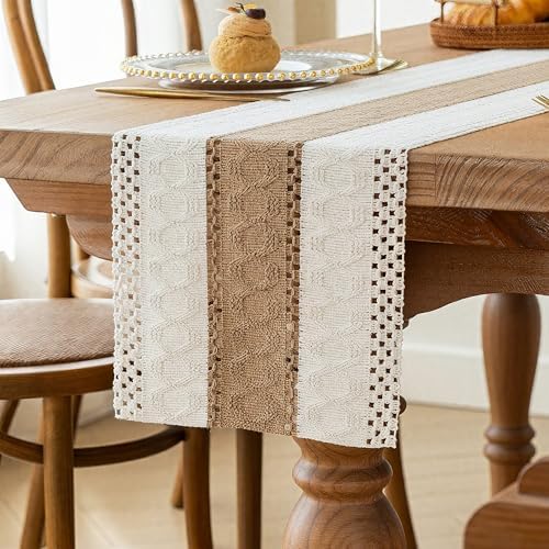 FEXIA Boho Table Runner for Fall Home Decor 12x72 Farmhouse Woven Runner by FEXIA