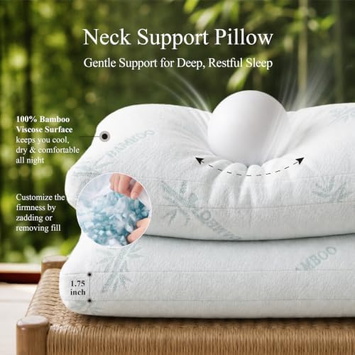 Gusseted Queen Size Bed Pillow 20"X30", Cooling Bamboo Viscose Surface - Image 4