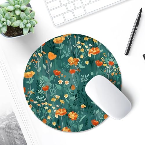 ITNRSIIET Round Mouse Pad with Stitched Edge Premium-Textured Waterproof Non-Slip Rubber Base Desktop Protection Mat Diameter 8.7 inches, Beautiful Flowers - Image 6