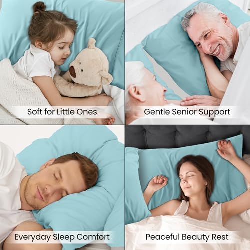 Pillow Covers Queen Set of 12, Soft and Comfy Pillow Cases, Spa Blue - Image 6