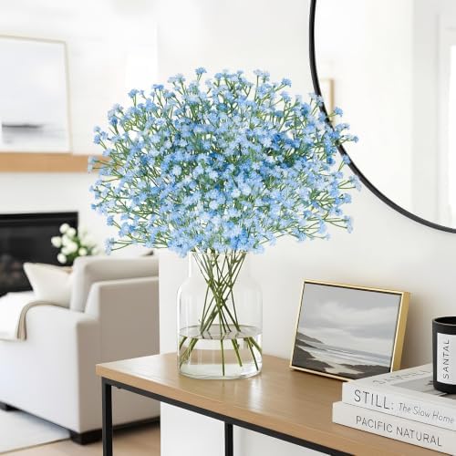 N&T NIETING Babys Breath Artificial Flowers Bulk, 15Pcs, Blue - Image 2