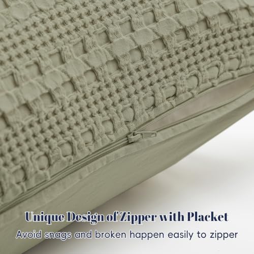 PHF Cotton Waffle Body Pillowcase 20" x 54", Dusty Sage, No Insert - Image 4