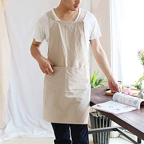 NEWGEM Japanese Cotton Linen Cross Back Cooking Apron for Women Men with Pockets Cute for Baking Kitchen - Image 2