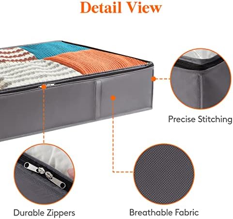 Lifewit 75L 4 Pack Under Bed Storage Container, Blanket Organizer, Gray - Image 4