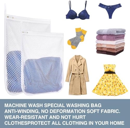 3 pcs Durable Honeycomb Mesh Laundry Bags for Delicates 16" x 19" (2 Large) 12" x 15" (1 Medium) - Image 6