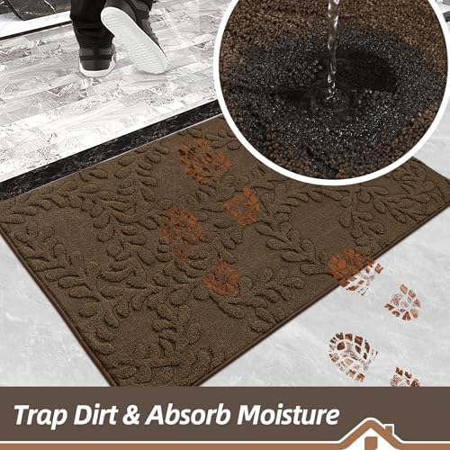 BEQHAUSE Dirt Trapper Door Mats 24" x 36", Non-Slip Doormat, Brown - Image 3