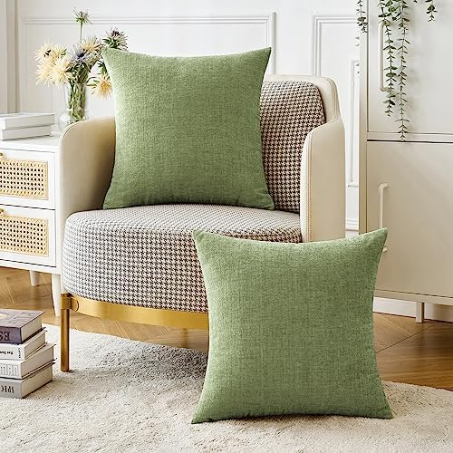 MIULEE Soft Chenille Euro Throw Pillow Covers Sage Green 24x24 Pack of 2 - Image 5