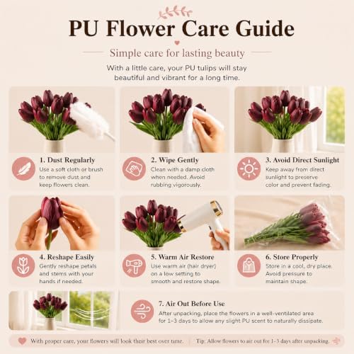 Mandy's 20pcs Artificial Burgundy Tulips - Image 6