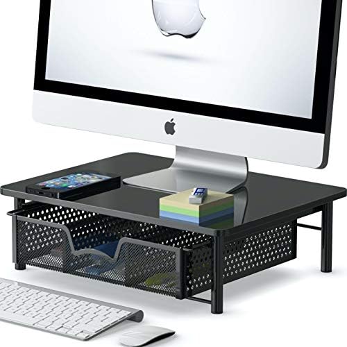 Simple Houseware Computer Monitor Riser with Drawer, Black by SimpleHouseware