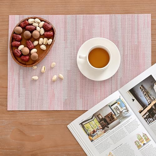 Leetaltree Misty Rose Placemats Set of 6 - Heat Resistant Non-Slip Place mats for Dining Table, Washable Durable PVC Vinyl Woven Table Mats（Misty Rose, 6） - Image 6