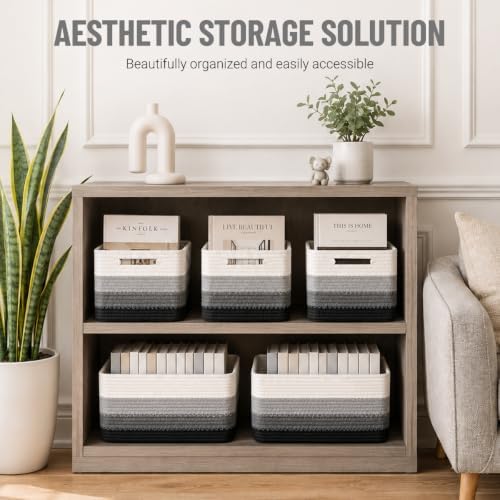 5 Pack Woven Storage Baskets, Decorative Storage Bins for Organizing - Image 2