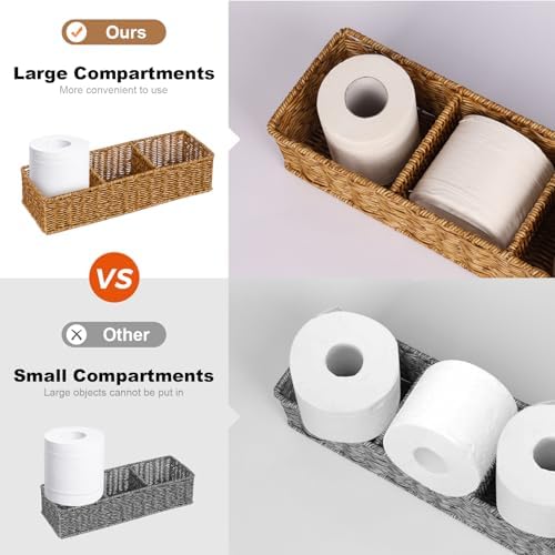 Upgraded Waterproof Toilet Paper Storage Basket, Small Living Room, Bedroom Decor Baskets for Organize Snack Tampon, Large Compartment 16.5 x 5.7 x 3.7 - Image 2