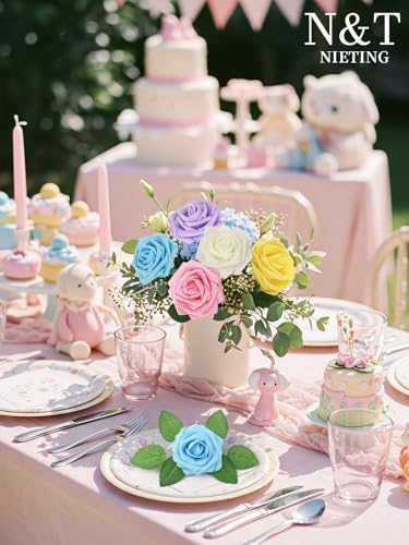 N&T NIETING Artificial Roses Flowers with Stems Fake Foam Flowers for DIY Wedding Bridal Bouquets Centerpieces Shower Home Arrangement Flowers Party Tables Decorations,25Pcs - Image 6