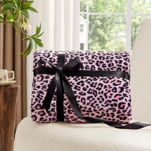 BEDELITE Fleece Blanket Soft Plush Throw for Couch Pink Leopard 50"x60" - Image 6