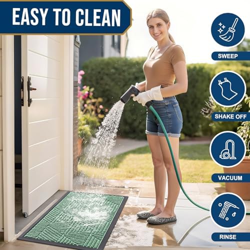 Smiry Front Door Mat Outside Entrance, Low Profile Rubber Doormat, 35x23 - Image 6