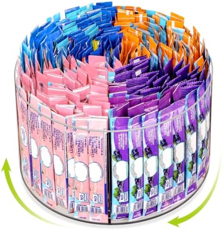 AIEVE Drink Packet Organizer, Lazy Susan 360° Turntable Organizer for Drink Mix Hydration Packets, Water Flavor Acrylic Container Tea Bag Holder for Kitchen Storage Organization by Aieve