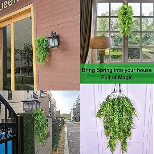 GBESTWOOW Fake Fern Artificial Hanging Ferns Outdoor Faux Hanging Greenery Plant Indoor UV Resistant Plastic Plants for Wall, Wedding Party, Holiday Decor-2Pcs - Image 6
